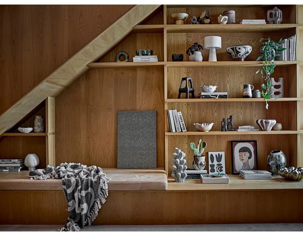 Coperta nera e beige in cotone riciclato 130x160 cm Salobre – Bloomingville