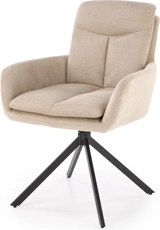 Sedia girevole K536 in tessuto beige