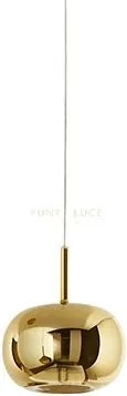 Vetro  1 luce attacco e27  oro specchiato rain  d.22,5cm rosone acq...