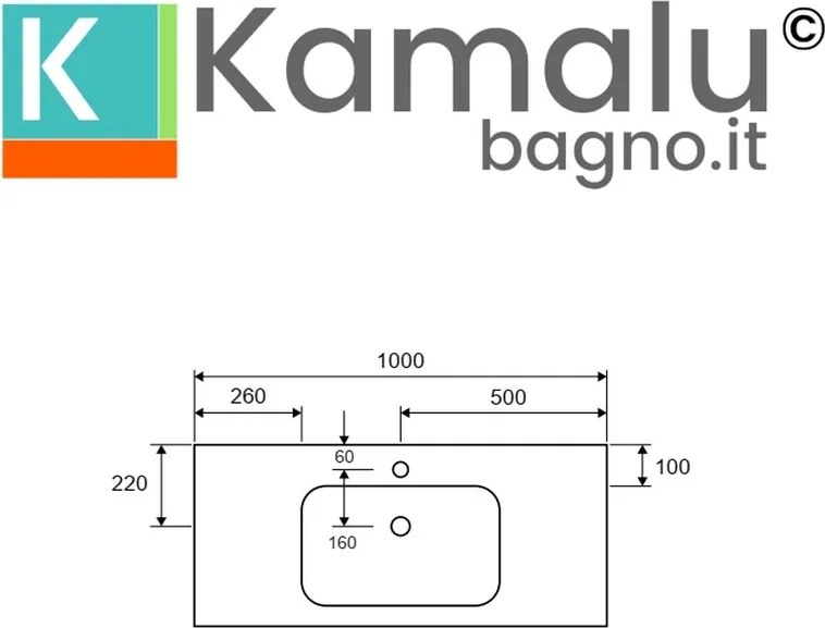Lavabo da incasso per mobili 100 cm in solid surface | KLIT-1000SS - KAMALU
