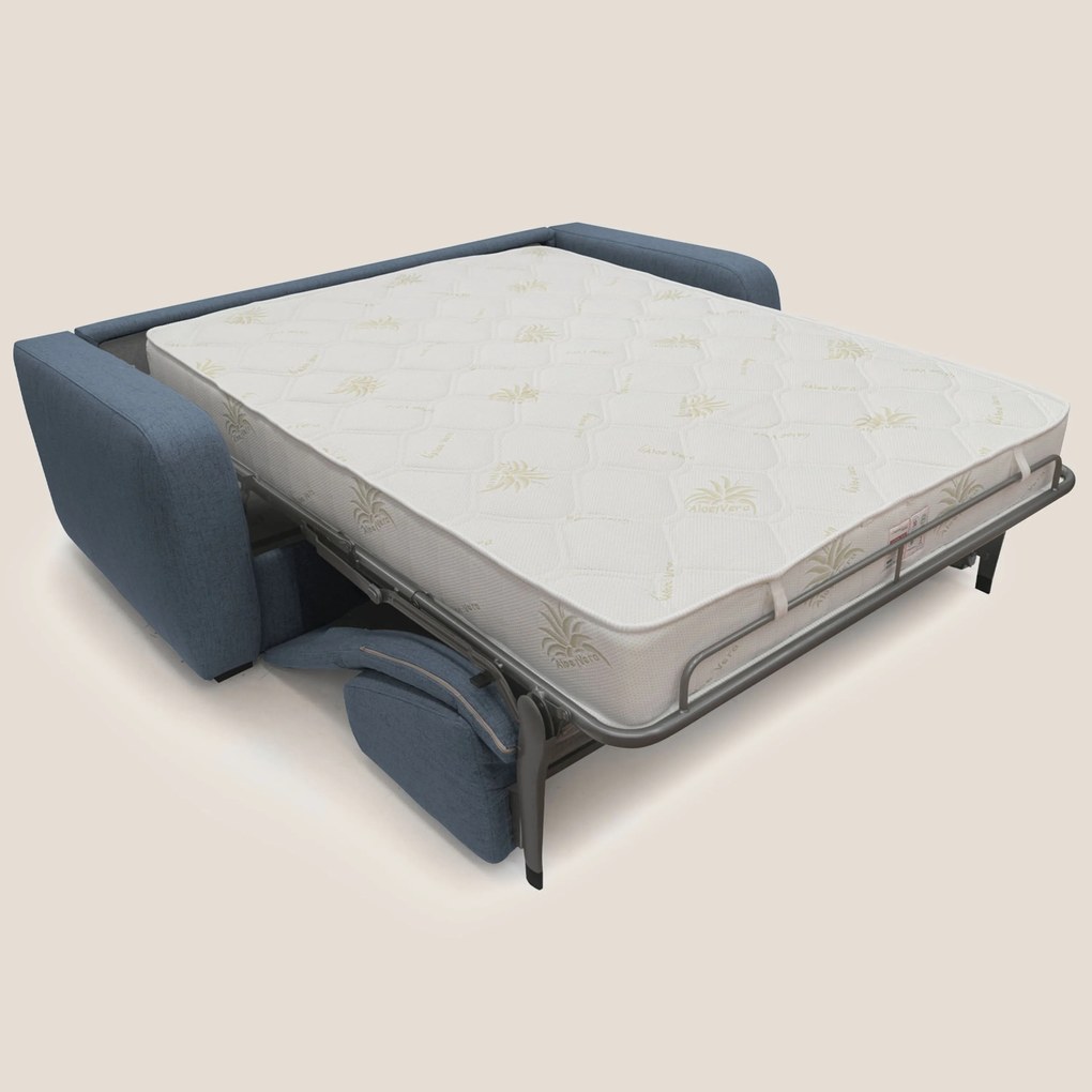 Duna Divano letto matrimoniale con materasso 20 cm in tessuto impermeabile T03 blu
