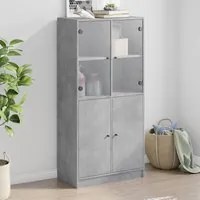 Credenza con Ante Grigio Cemento 68x37x142 cm Legno Multistrato 3295867