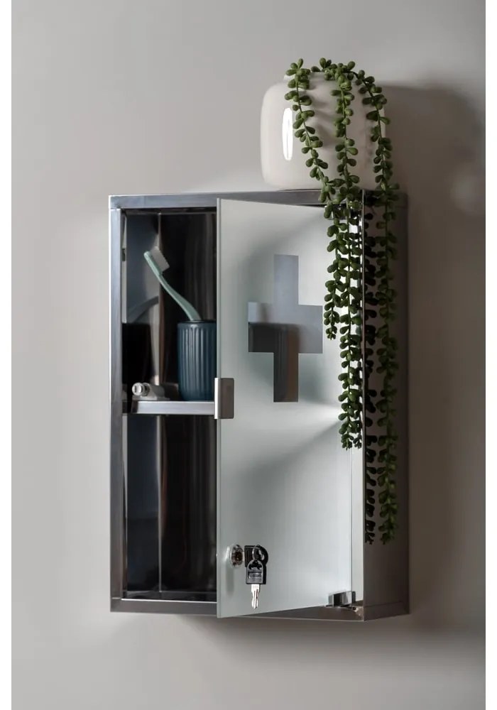 Armadietto pensile in metallo argentato 12x48 cm - PT LIVING