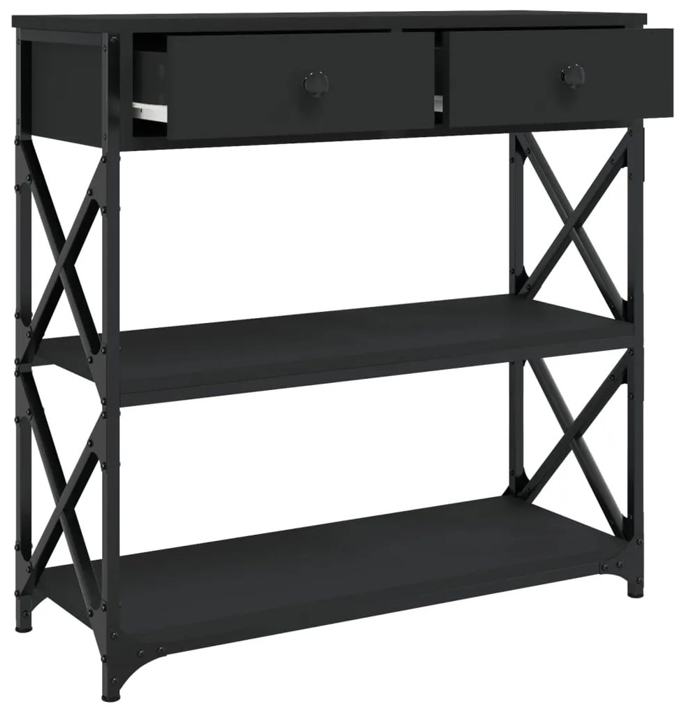 Tavolino consolle nero 75x28x75 cm in legno multistrato
