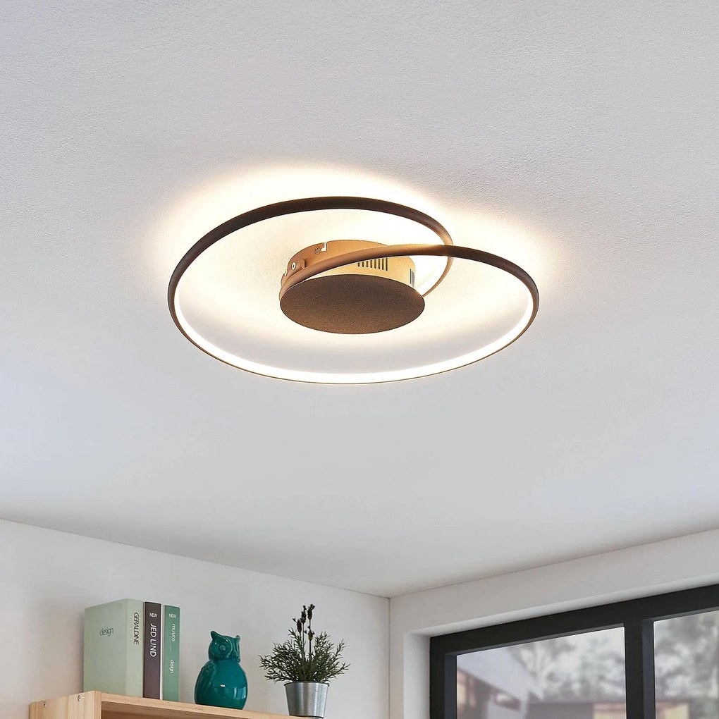 Lindby plafoniera LED Joline, Ø 45 cm, marrone ruggine, metallo