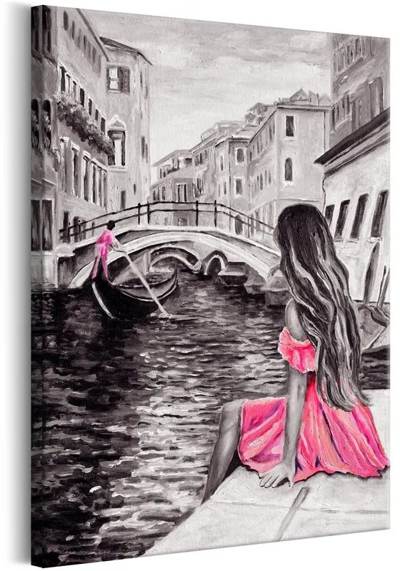 Quadro  Woman in Venice (1 Part) Vertical  Colore Rosa, Dimensioni e Misure 80x120