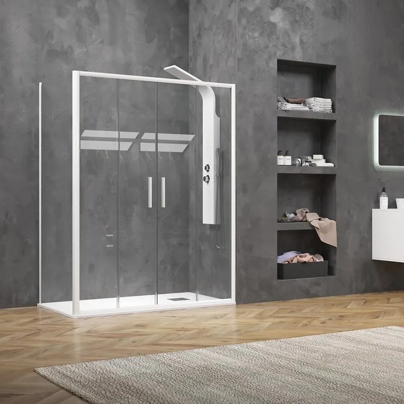 Kamalu - Box doccia 70x170 colore bianco opaco doppio scorrevole | KE-6000B