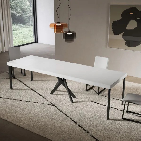 Consolle allungabile Libo Premium - Bianco frassino gambe antracite 90x40/300 cm