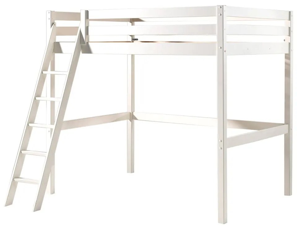 Letto da bambini rialzato bianco con rete inclusa 140x200 cm Pino – Vipack