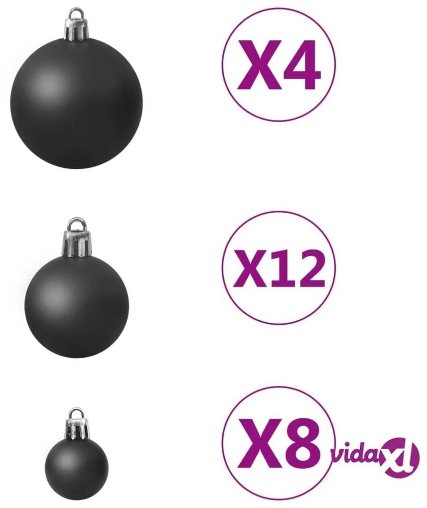 vidaXL Set Palline di Natale 100 pz Nero