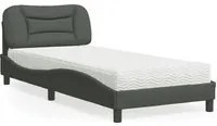 Letto con Materasso Grigio Scuro 90x200 cm in Tessuto 3208507