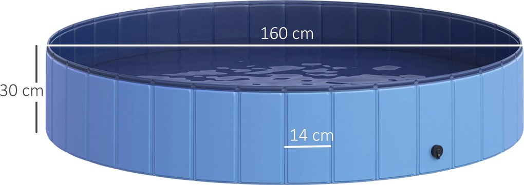 Piscina Pieghevole per Cani in PVC Azzurro Ø160x30h cm...