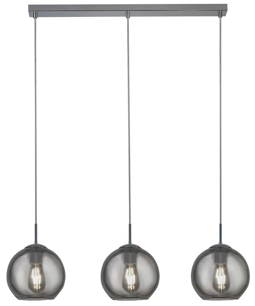 Lampadario Contemporaneo Balls Acciaio Cromo Fumè 3 Luci E14