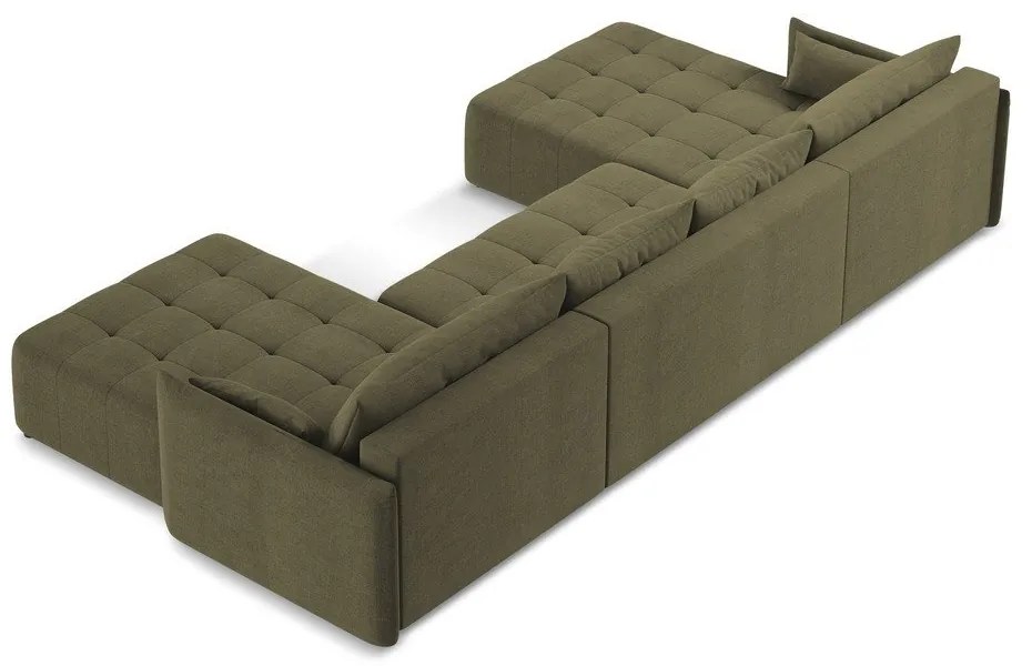 Divano angolare color kaki allungabile/con contenitore (a U) Moku – Makamii