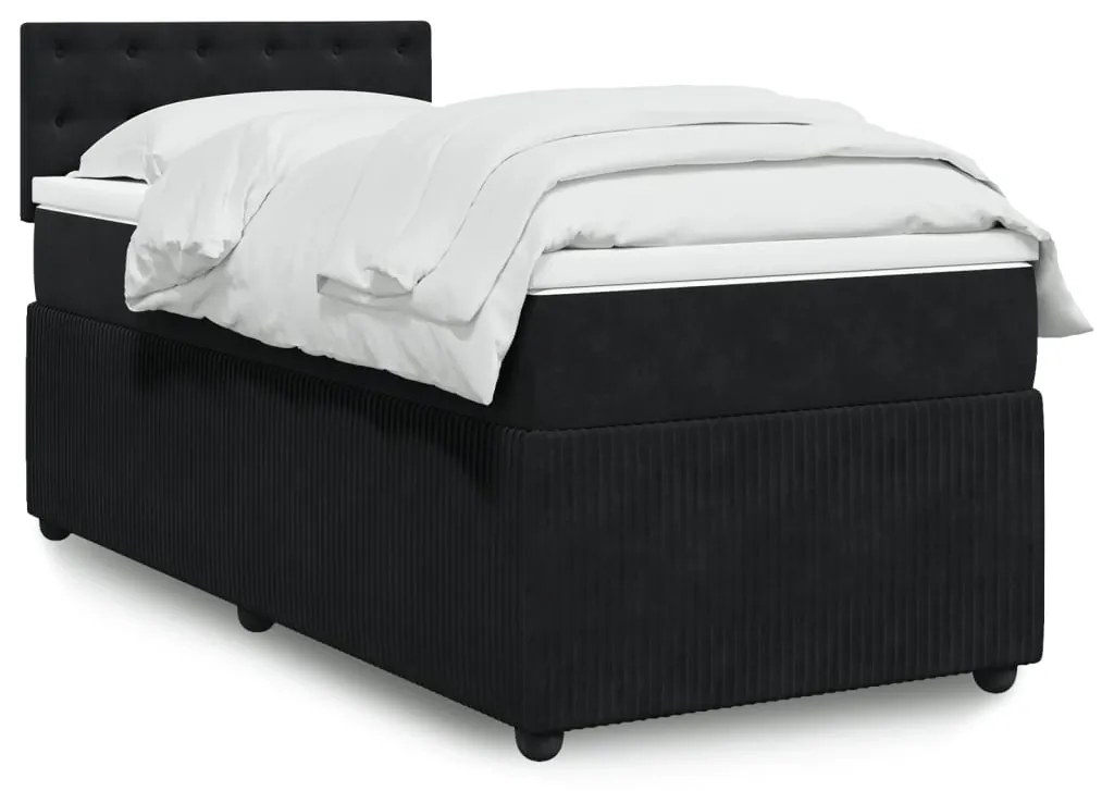 Giroletto A Molle Con Materasso Nero 100x200 Cm İn Velluto /