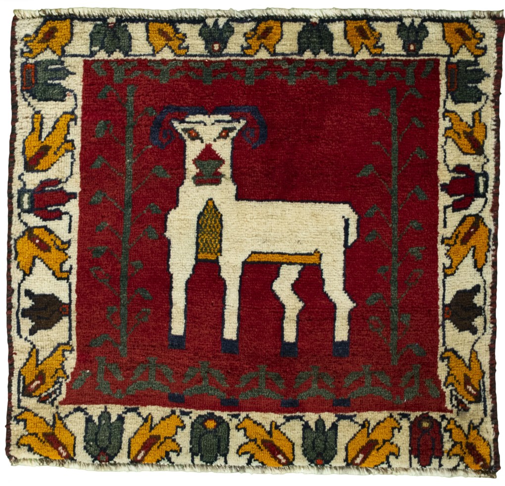 Shiraz Tappeto 70 x 60 Rosso (Iran) Annodato A Mano