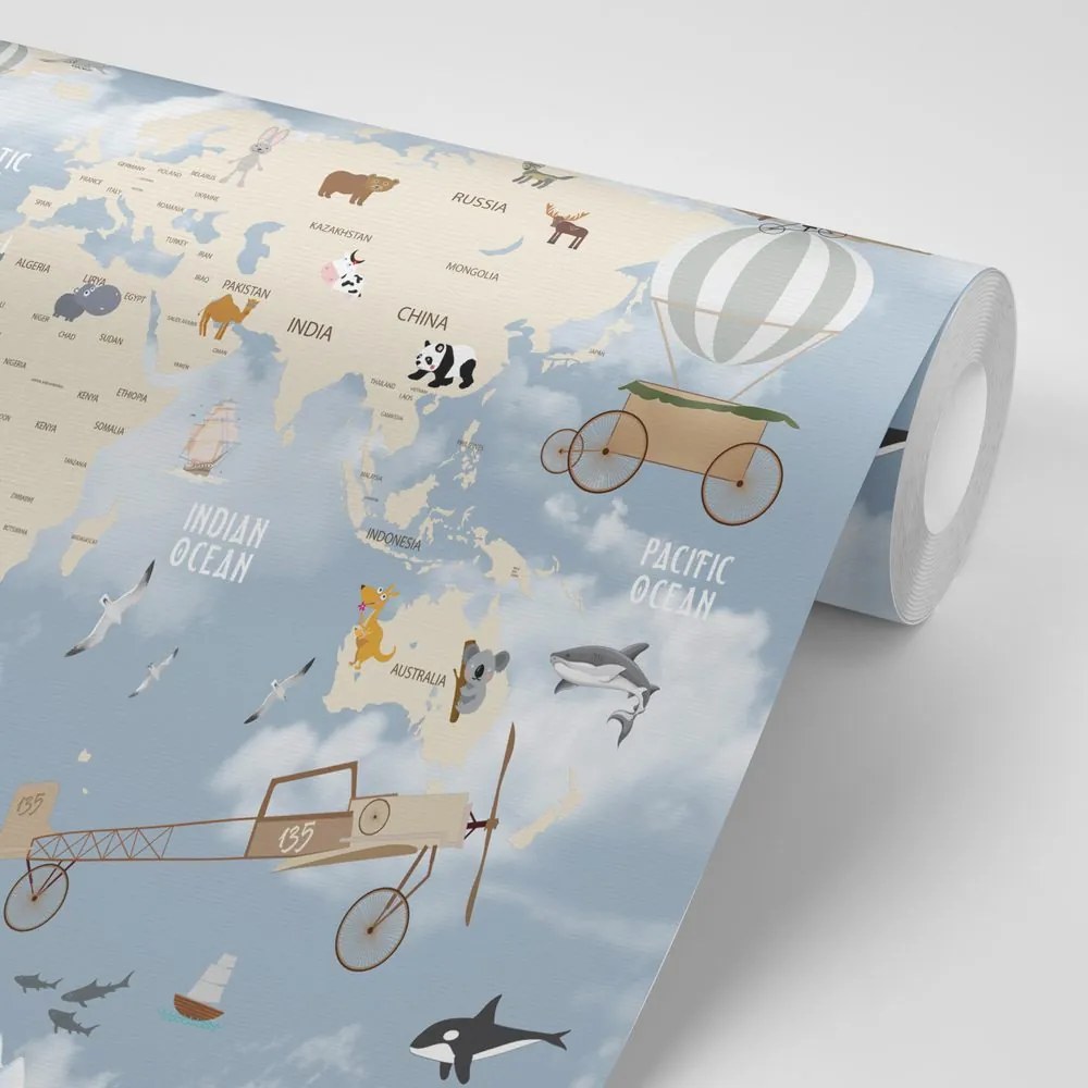 Carta da parati – Magnifica Mappa per Bambini con Animali