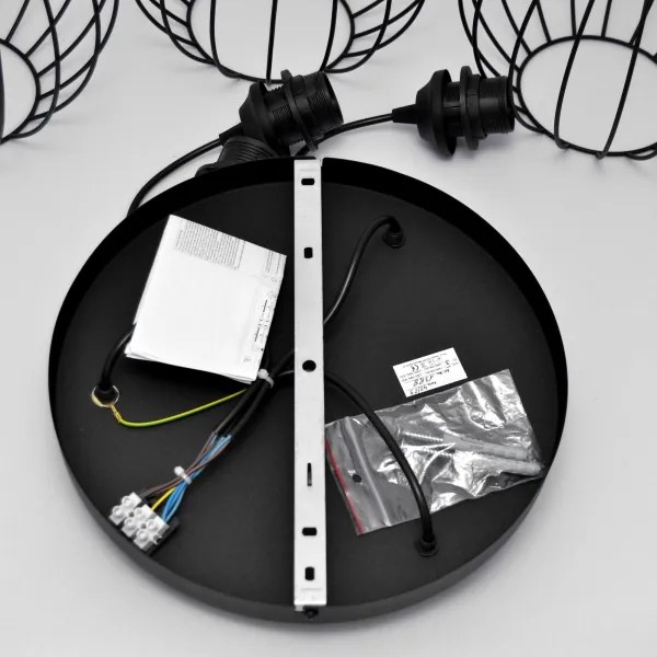 Lampadario LED a sospensione con filo MERCURE 3xE27/15W/230V ø 50 cm nero