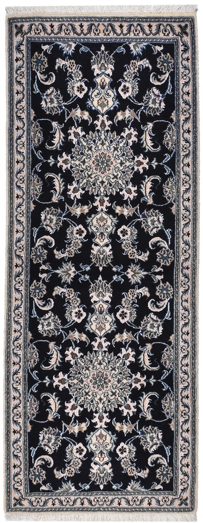 Nain Tappeto persiano 80x200 Blu (Iran) Annodato A Mano