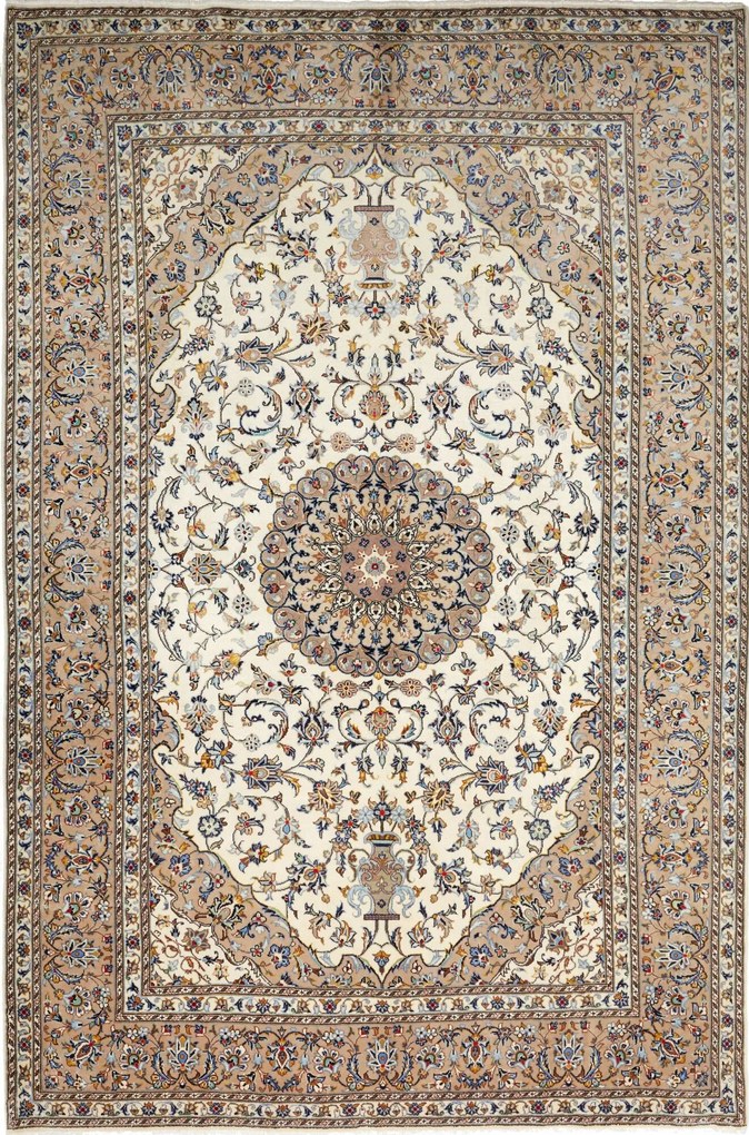 Kashan Tappeto 300x200 Beige (Iran) Annodato A Mano