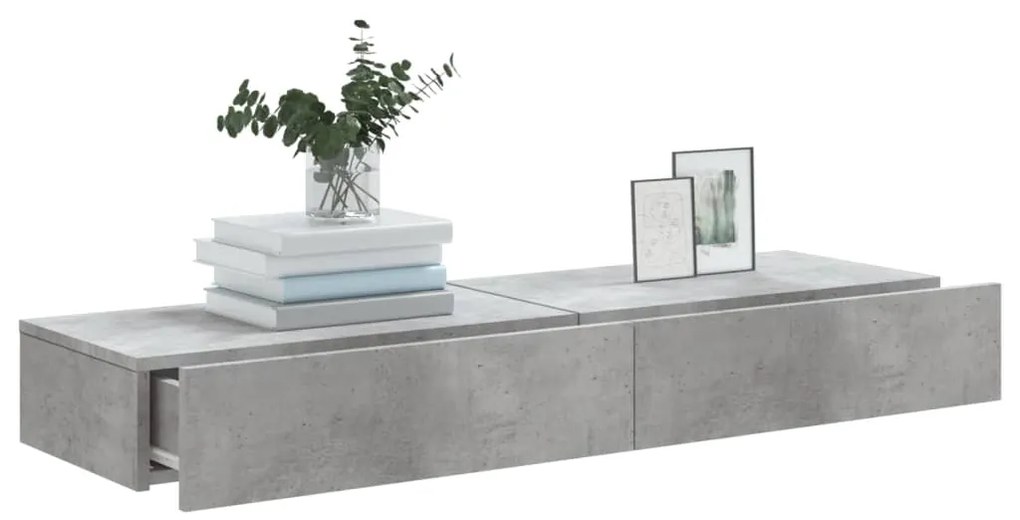 Mobili porta tv con luci led 2 pz grigio cemento 60x35x15,5 cm