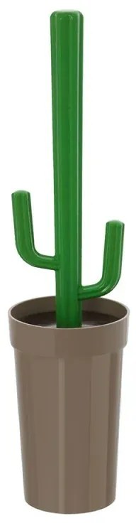 Scopino WC Cactus da appoggio tortora in plastica con setole nere