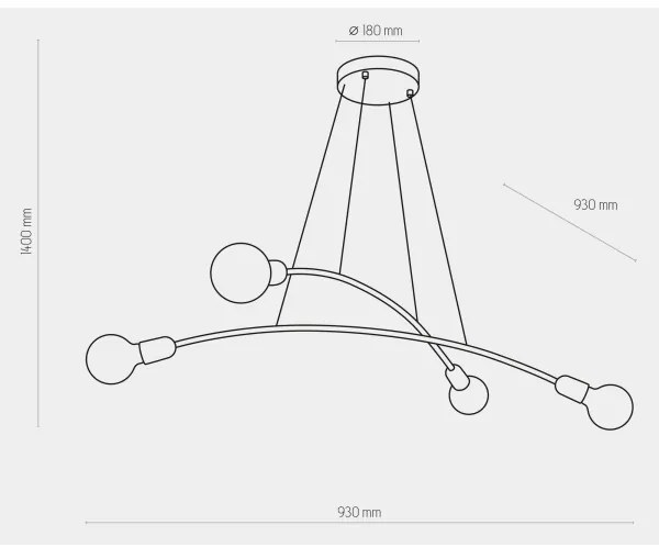 Lampadario a sospensione con filo HELIX 4xE27/60W/230V oro