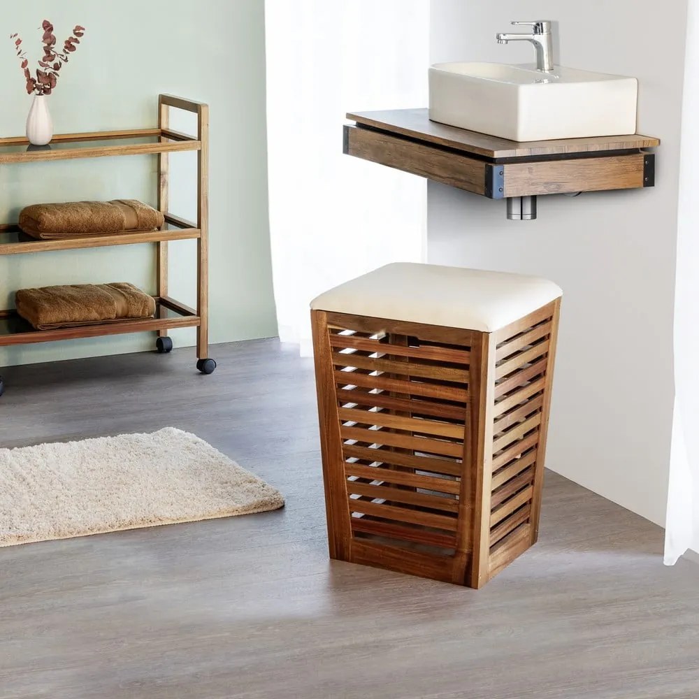 Cesta per il bucato colore naturale scuro in legno 55 l Fondi – Wenko