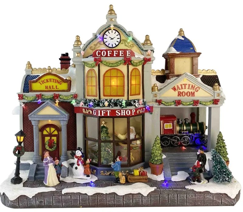 Villaggio di Natale animato Coffee shop H 18.5 cm