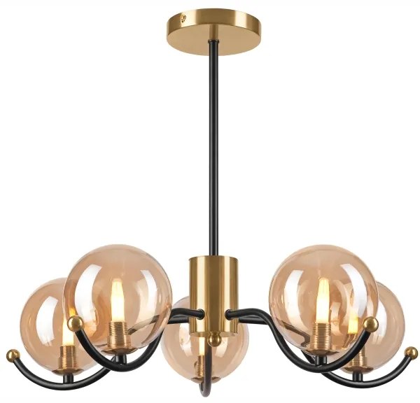 Lampadario a sospensione con supporto rigido GEORGIA 5xG9/5W/230V oro/fumé beige