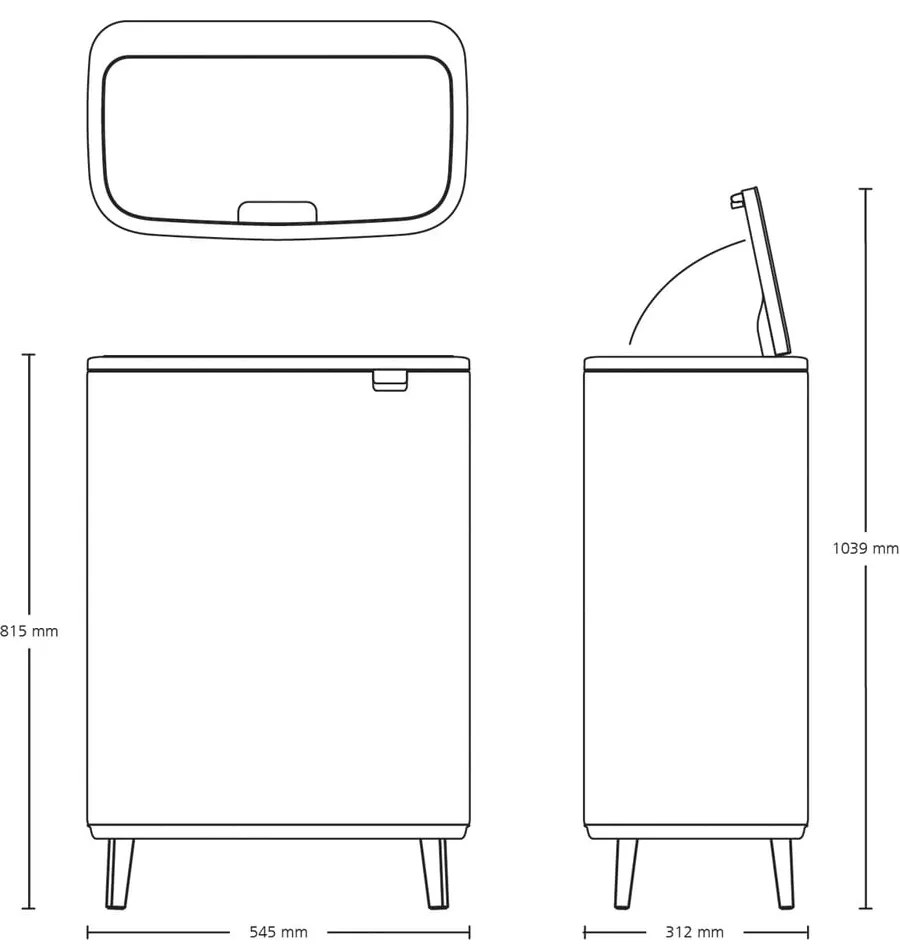 Bidone per rifiuti in acciaio bianco touch 60 l Bo Touch Bin Hi - Brabantia