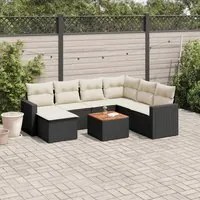 Set Divani da Giardino con Cuscini 8 pz Nero in Polyrattancod mxl 87878