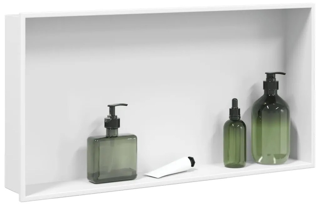 Nicchia Per Doccia Bianco Opaco 62x32x9cm İn Acciaio Inox /