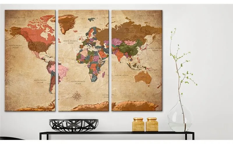 Quadro Maps  Brown Elegance  Colore Marrone, Dimensioni e Misure 120x80