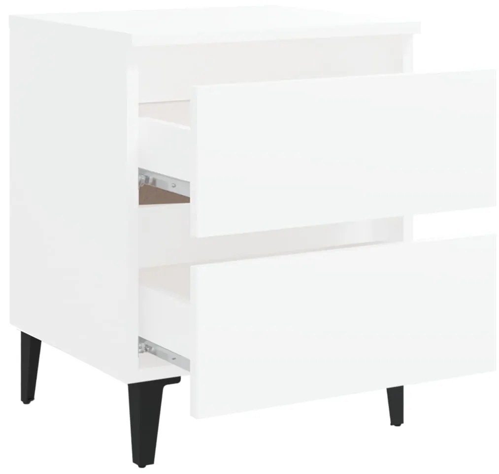 Comodini 2 pz Bianco Lucido 40x35x50 cm in Legno Multistrato