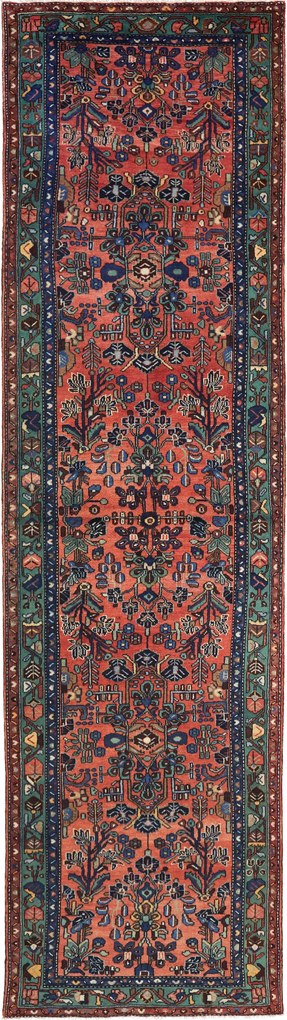 Hamedan Tappeto persiano 390x110 Rosso (Iran) Annodato A Mano