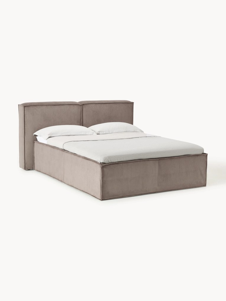 Letto boxspring in velluto a coste Lennon