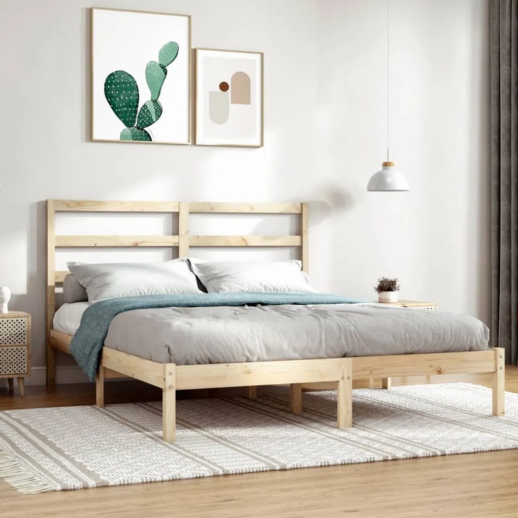 Letto Senza Materasso 140x190 Cm İn Legno Massello Di Pino /
