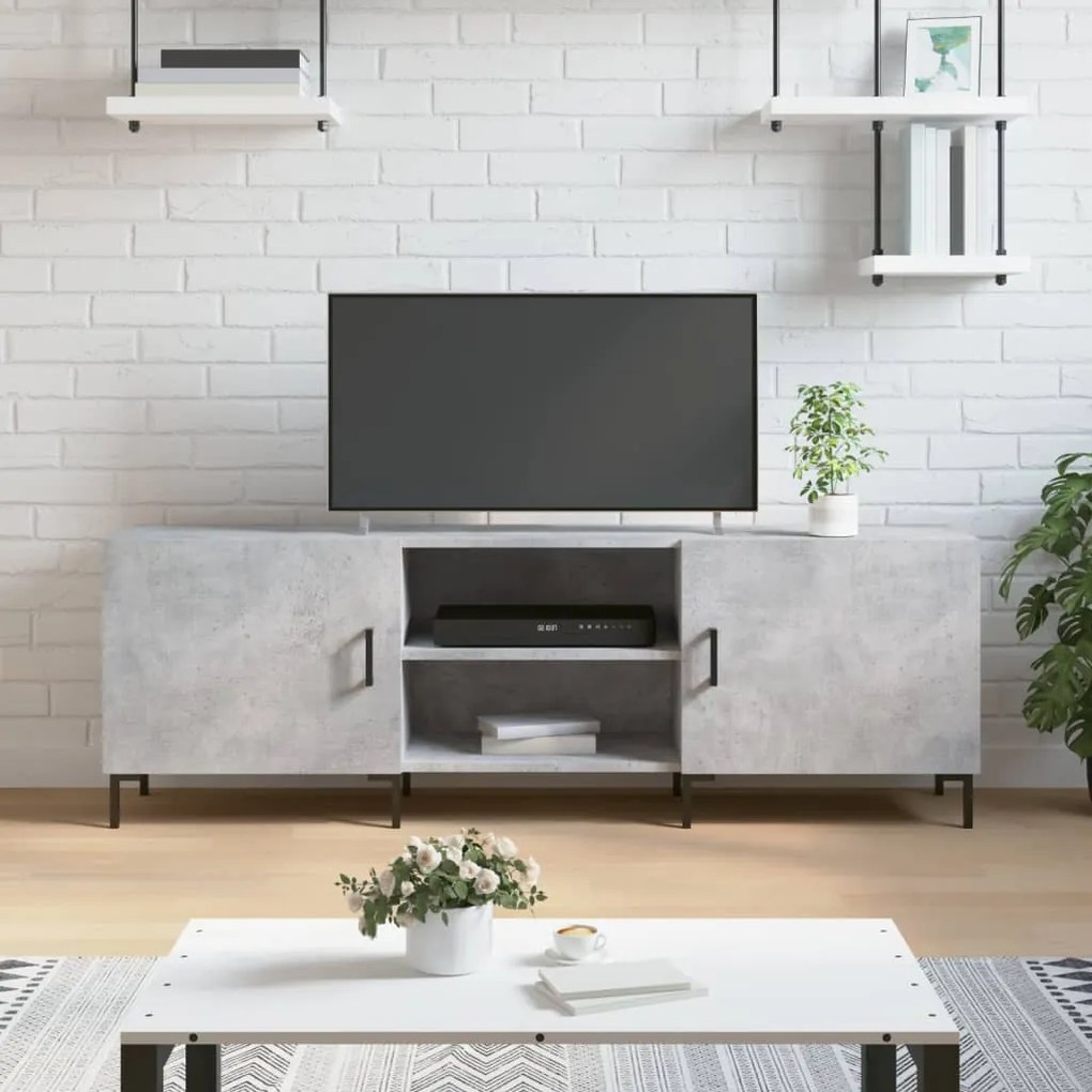 Mobile Porta Tv Grigio Cemento 150x30x50cm İn Legno Multistrato /