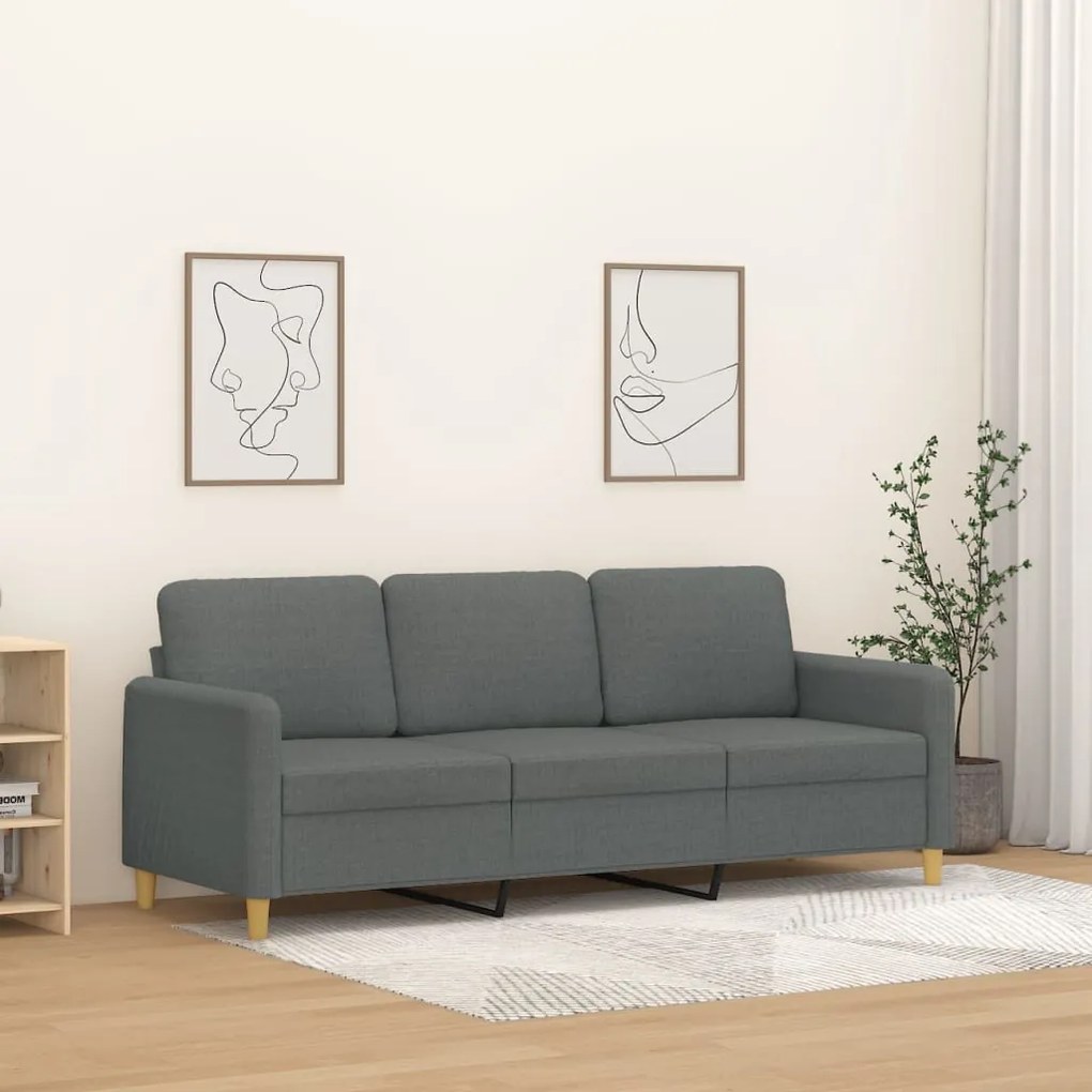 Divano A 3 Posti Grigio Chiaro 180 Cm İn Tessuto /