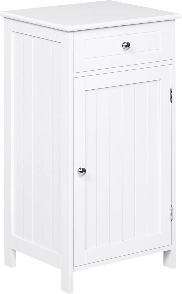 Mobiletto da Bagno con Anta e Cassetto Bianco 43x34x77 cm...