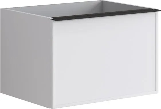 Mobile da bagno sospeso sotto lavabo Pixel frame 2 cassetti L 60 x H 40 x P 45.5 cm bianco laccato opaco, con maniglia alluminio nero opaco