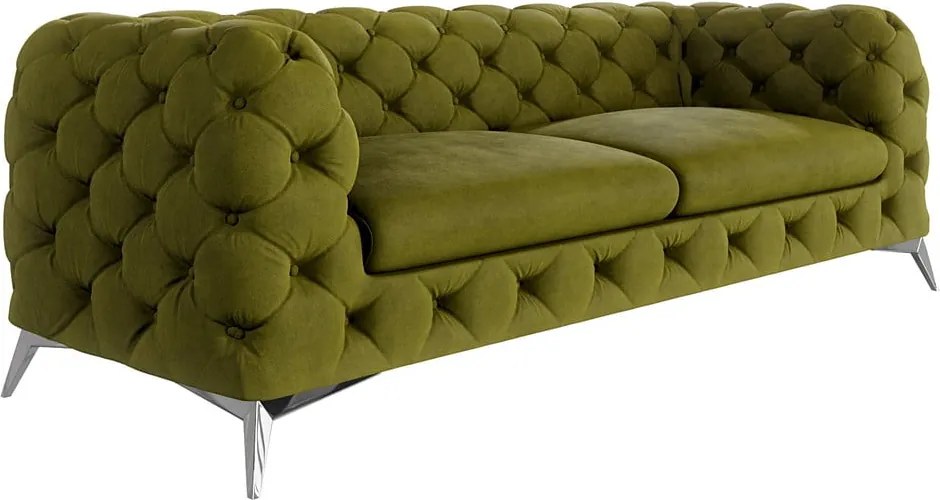 Divano verde con rivestimento in velluto 225 cm Chelsea – Ropez
