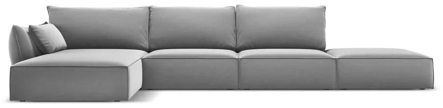 Divano angolare grigio chiaro (con penisola a sinistra/con chaise lounge) con rivestimento in velluto Vanda – Mazzini Sofas