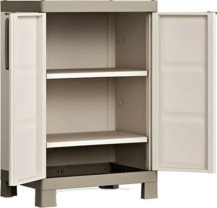 Armadio da Esterno 2 Ripiani 65x45x97H cm in Plastica Keter Excellence Basso Beige/Tortora...