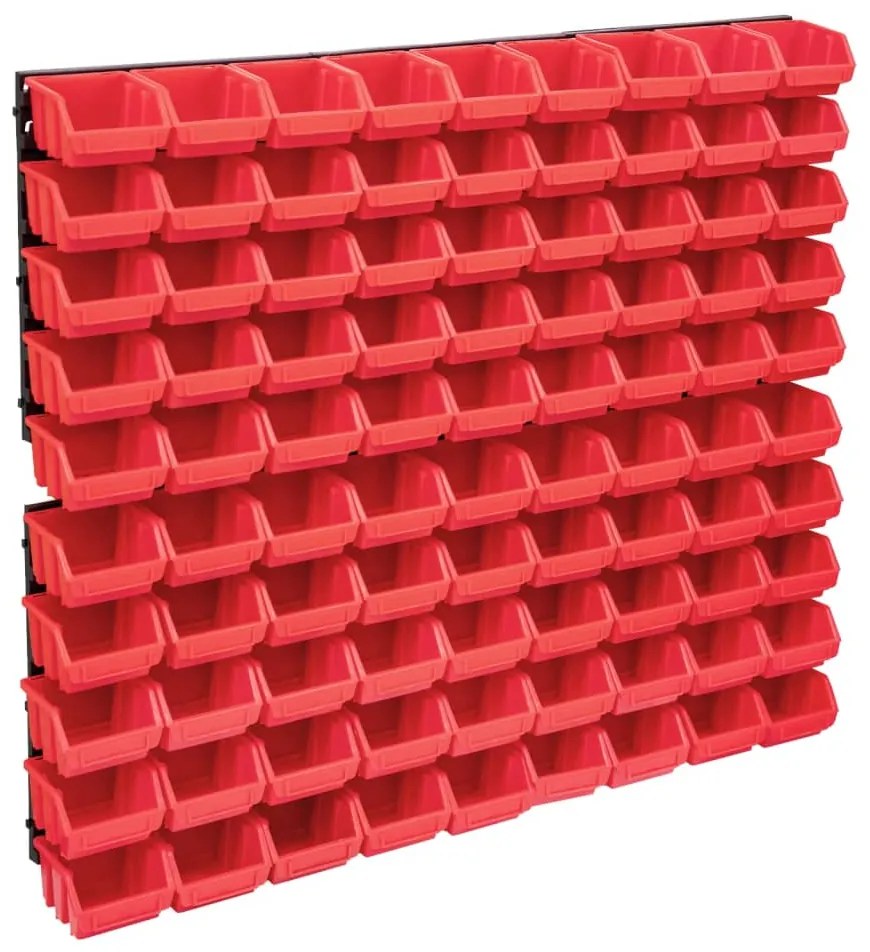 Kit Contenitori 96 Pz Con Pannelli A Parete Rosso E Nero /