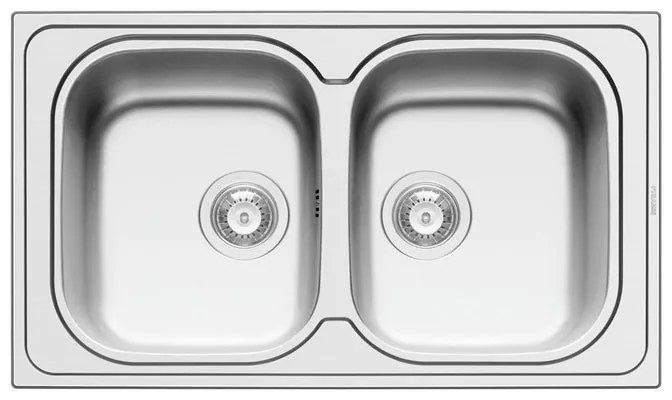 Lavello integrato 2 vasche DELINIA Amaltia Dekor inox L 50 x L 86 cm argento