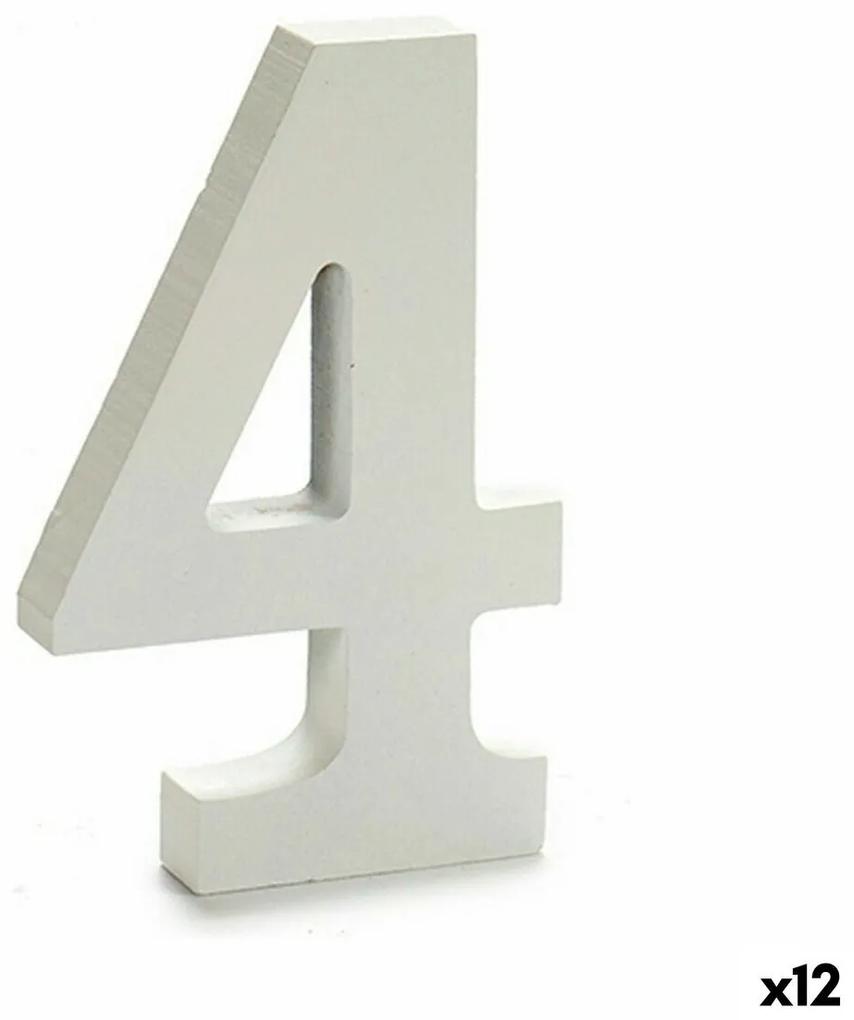 Numeri 4 Legno Bianco (1,8 x 21 x 17 cm) (12 Unità)
