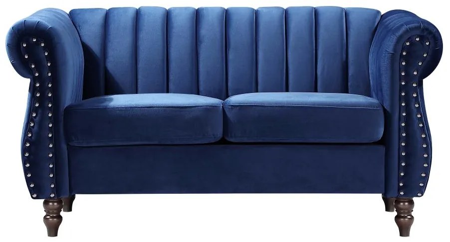 Divano Chesterfield 2 posti in Velluto Blu reale - TRUMBO