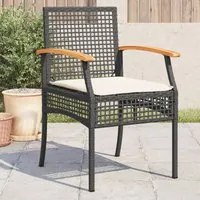 Sedie da Giardino con Cuscini 4 pz Nere in Polyrattan e Acacia 366251